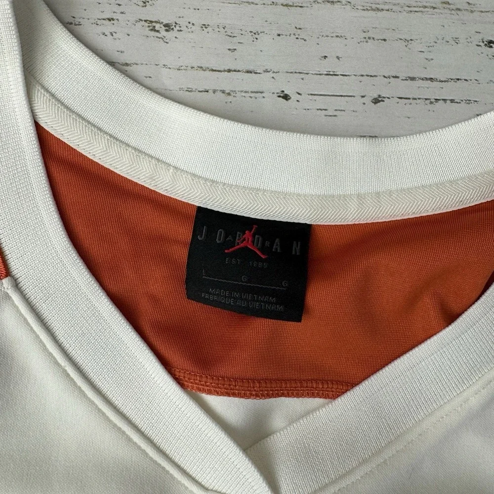 New Jordan Brooklyn Collegiate Hockey Jersey White Orange HV0109-133 Size Large